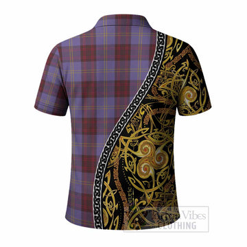 Rutherford Tartan Crest Polo Shirt Celtic Knot and Triple Trickle Spiral Symbols