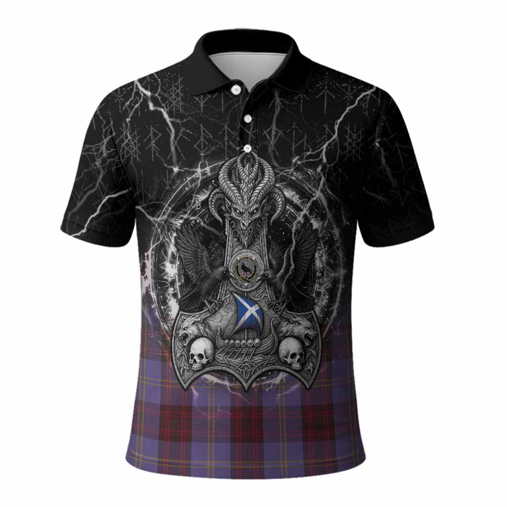 Rutherford Tartan Crest Polo Shirt Celtic Odin's Raven Legacy