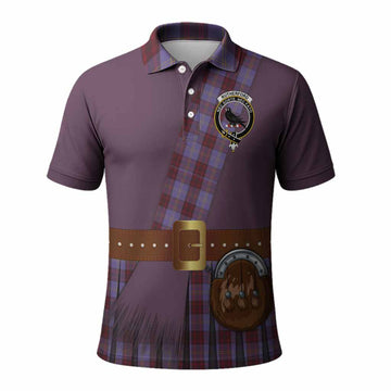 Rutherford Tartan Crest Polo Shirt Kilt Costume Style