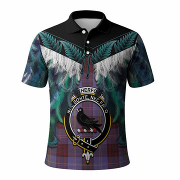Rutherford Tartan Crest Polo Shirt New Zealand Maori Korowai Cloak