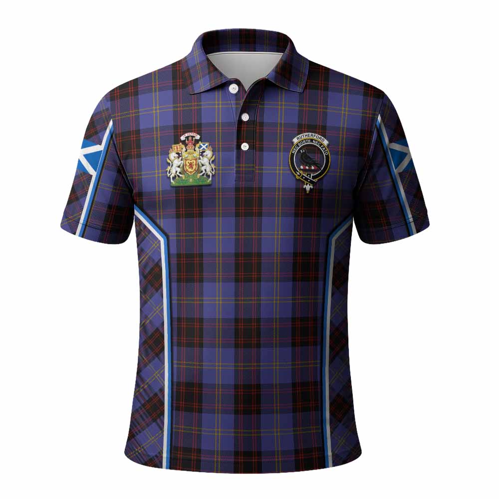 Rutherford Tartan Crest Polo Shirt Scotland Coat of Arm Flag Style - Tartan Vibes Clothing