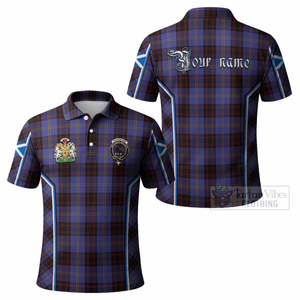 Rutherford Tartan Crest Polo Shirt Scotland Coat of Arm Flag Style - Tartan Vibes Clothing