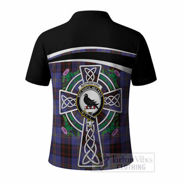Rutherford Tartan Crest Polo Shirt Scottish Thistle Celtic Cross Alba Gu Brath