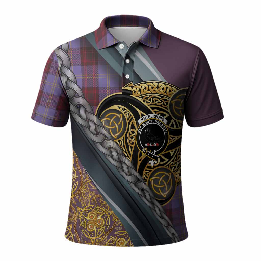 Rutherford Tartan Crest Polo Shirt Scottish Triskele Celtic