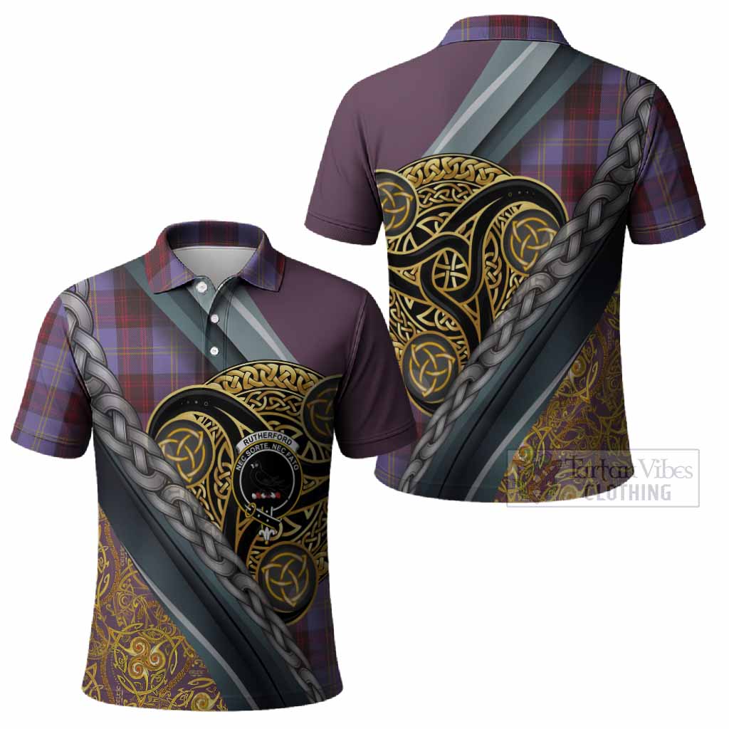 Rutherford Tartan Crest Polo Shirt Scottish Triskele Celtic