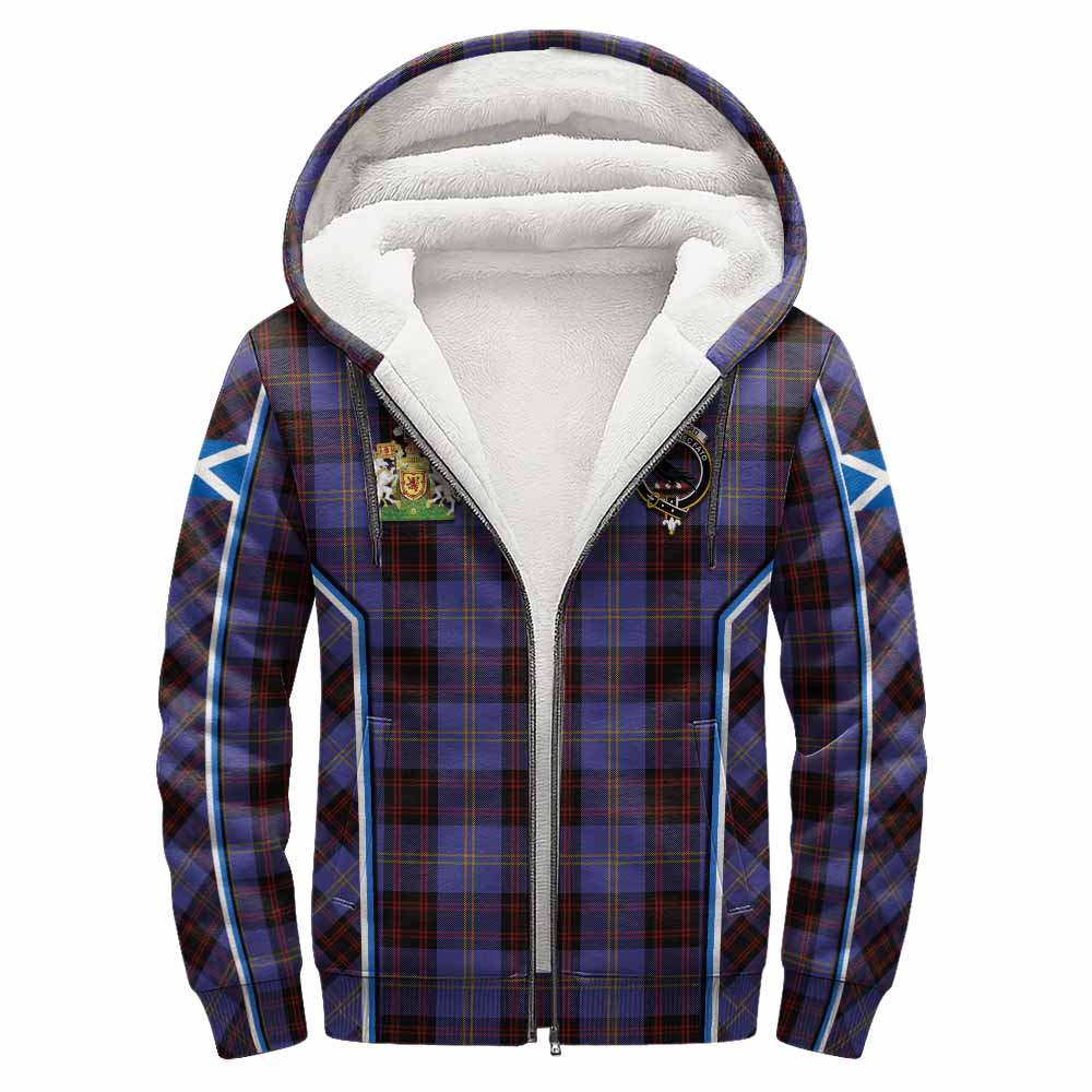 Rutherford Tartan Crest Sherpa Hoodie Scotland Coat of Arm Flag Style - Tartan Vibes Clothing