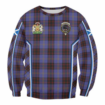Rutherford Tartan Crest Sweatshirt Scotland Coat of Arm Flag Style - Tartan Vibes Clothing