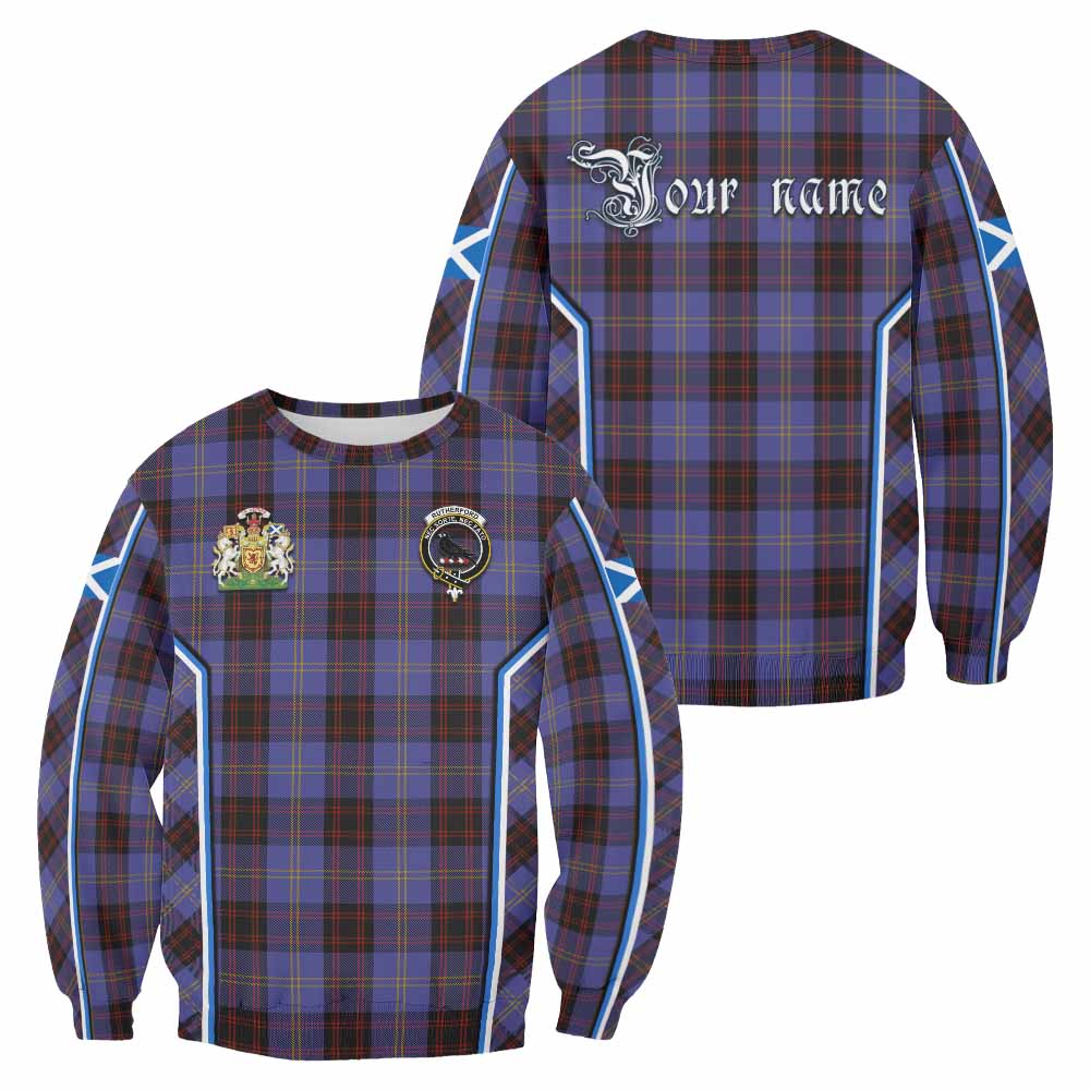 Rutherford Tartan Crest Sweatshirt Scotland Coat of Arm Flag Style - Tartan Vibes Clothing