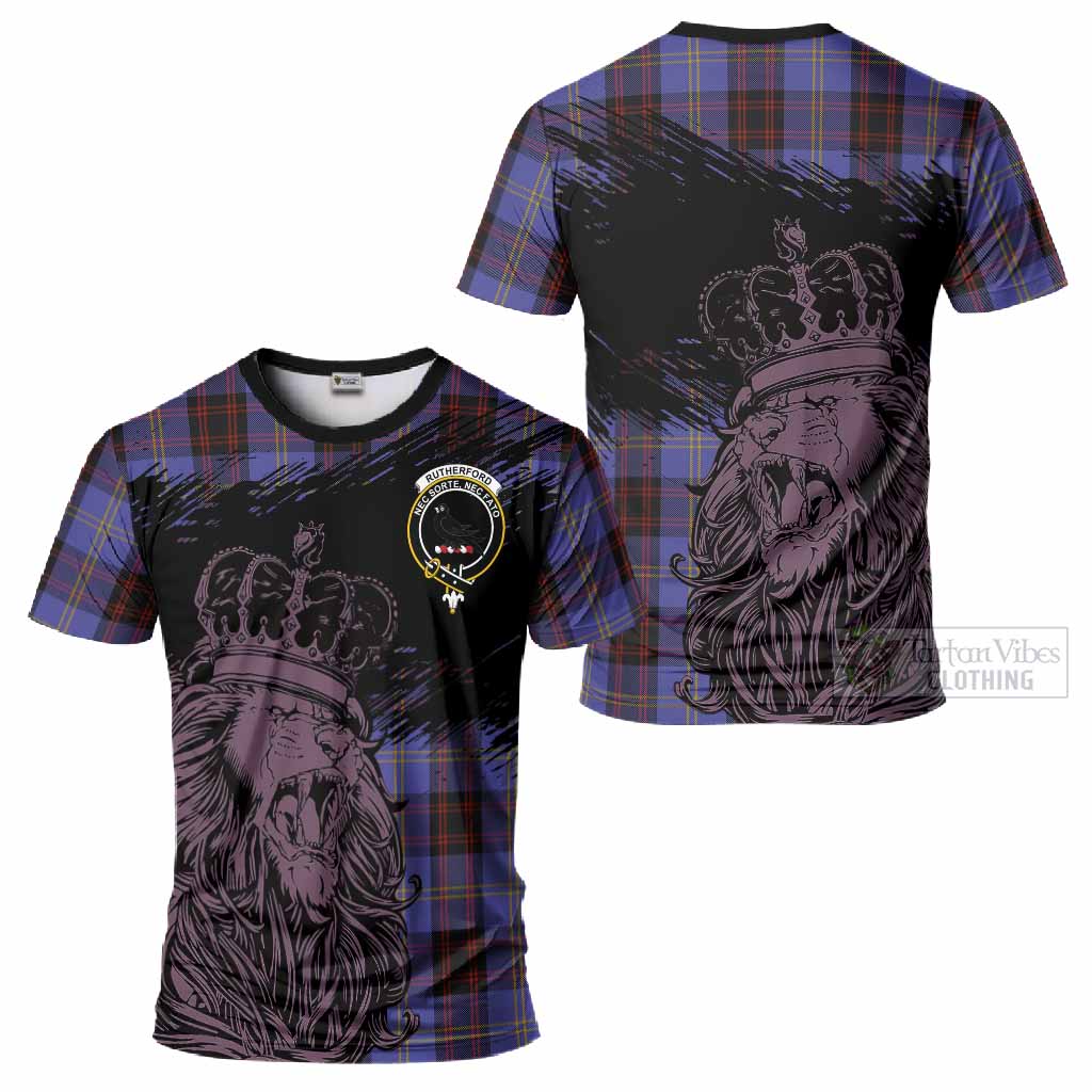 Rutherford Tartan Crest T-Shirt Crowned Lion Heritage Style