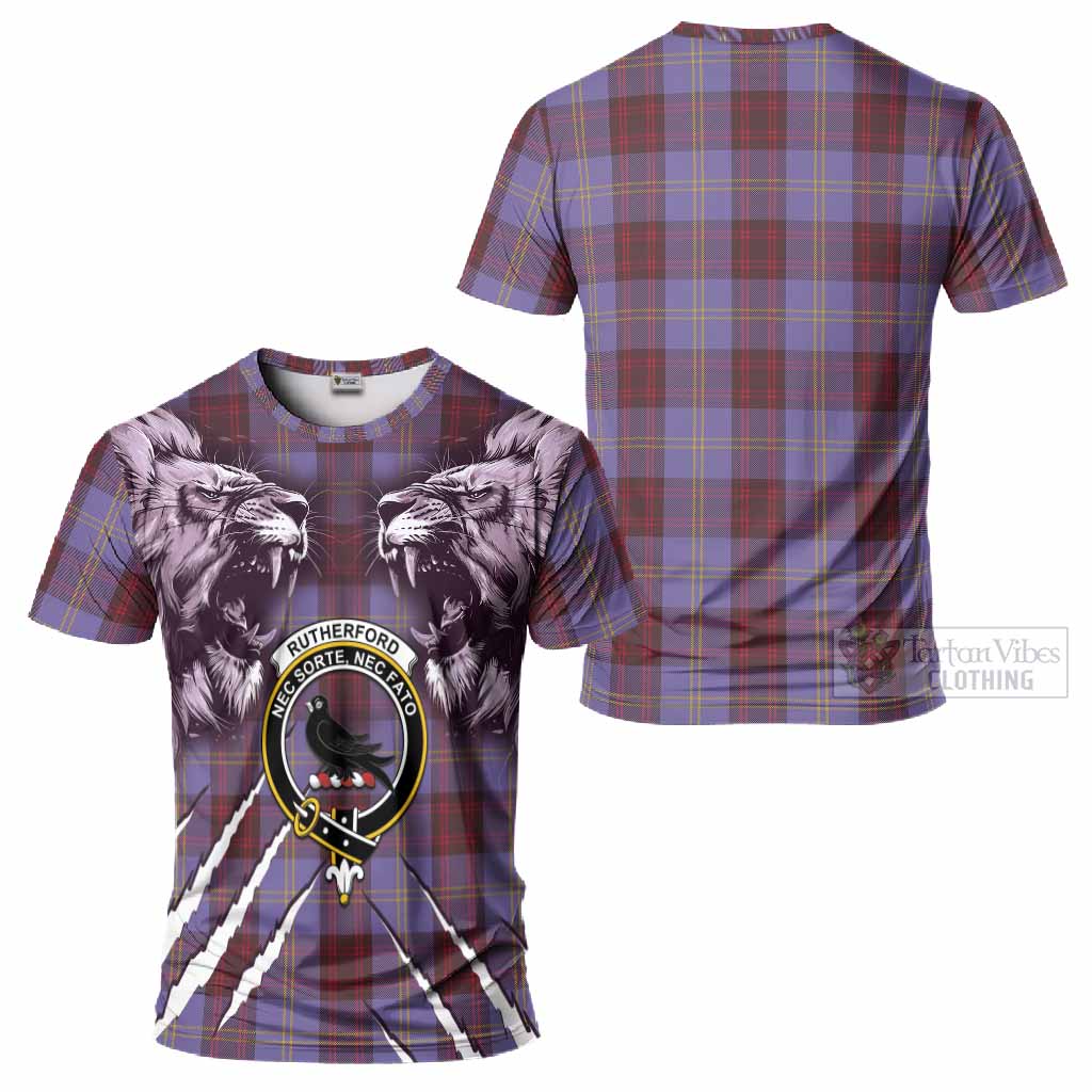 Rutherford Tartan Crest T-Shirt Ferocious Lion Style
