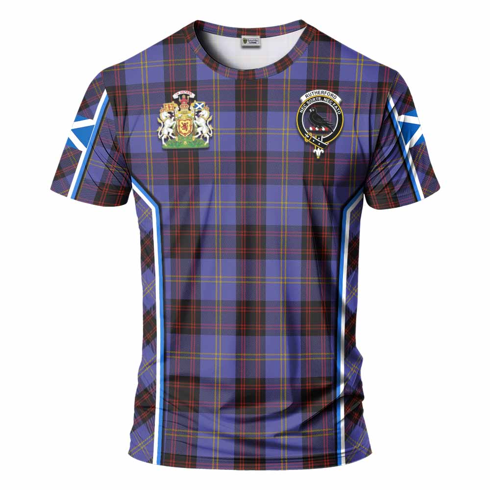 Rutherford Tartan Crest T-shirt Scotland Coat of Arm Flag Style - Tartan Vibes Clothing