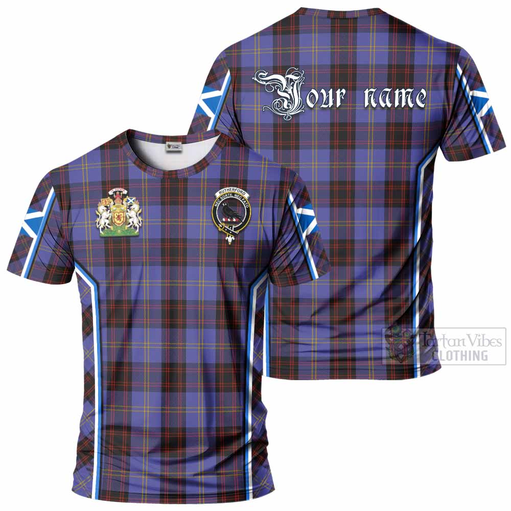 Rutherford Tartan Crest T-shirt Scotland Coat of Arm Flag Style - Tartan Vibes Clothing