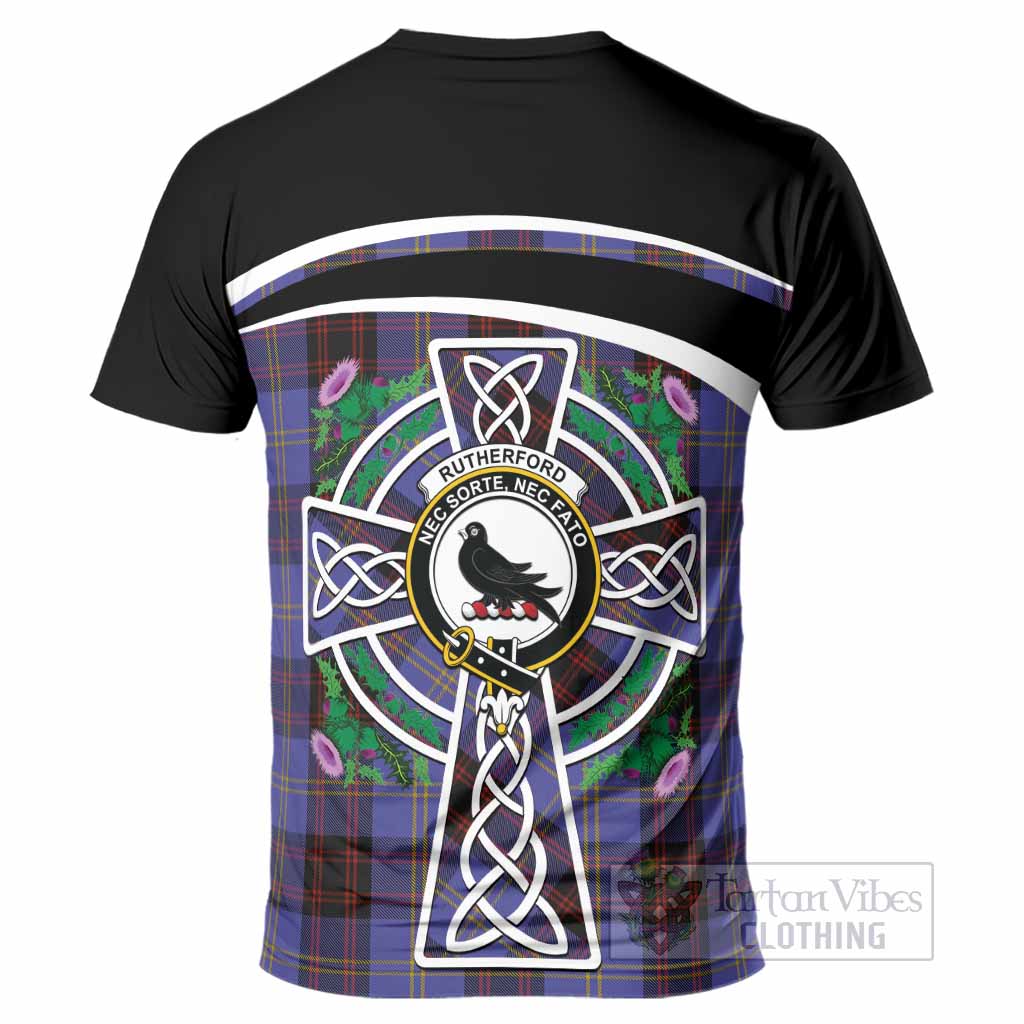 Rutherford Tartan Crest T-Shirt Scottish Thistle Celtic Cross Alba Gu Brath