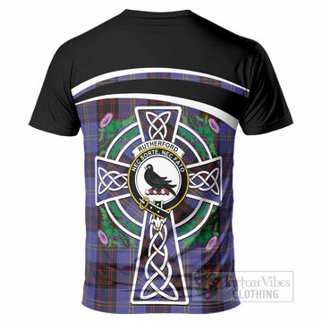 Rutherford Tartan Crest T-Shirt Scottish Thistle Celtic Cross Alba Gu Brath