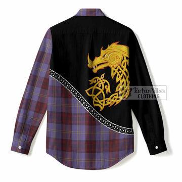 Rutherford Tartan Crest Women Casual Shirt Legendary Dragon Knot Half Style