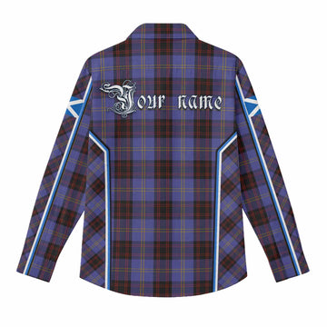 Rutherford Tartan Crest Women Casual Shirt Scotland Coat of Arm Flag Style