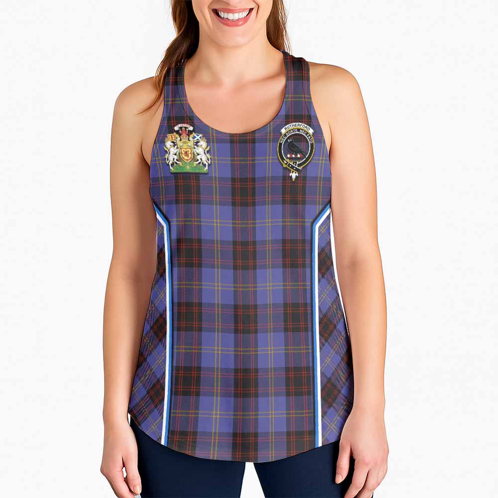 Rutherford Tartan Crest Women Racerback Tanks Scotland Coat of Arm Flag Style - Tartan Vibes Clothing