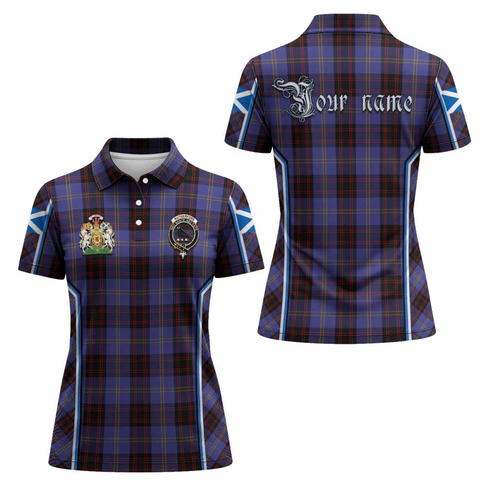 Rutherford Tartan Crest Women's Polo Shirt Scotland Coat of Arm Flag Style - Tartan Vibes Clothing