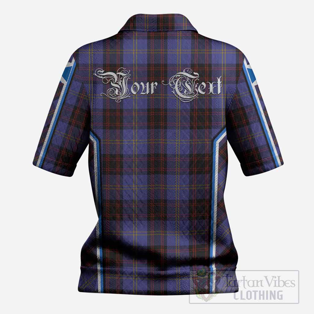 Rutherford Tartan Crest Women’s Polo Sweater Top Scotland Coat of Arm Flag Style
