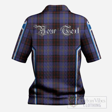 Rutherford Tartan Crest Women’s Polo Sweater Top Scotland Coat of Arm Flag Style