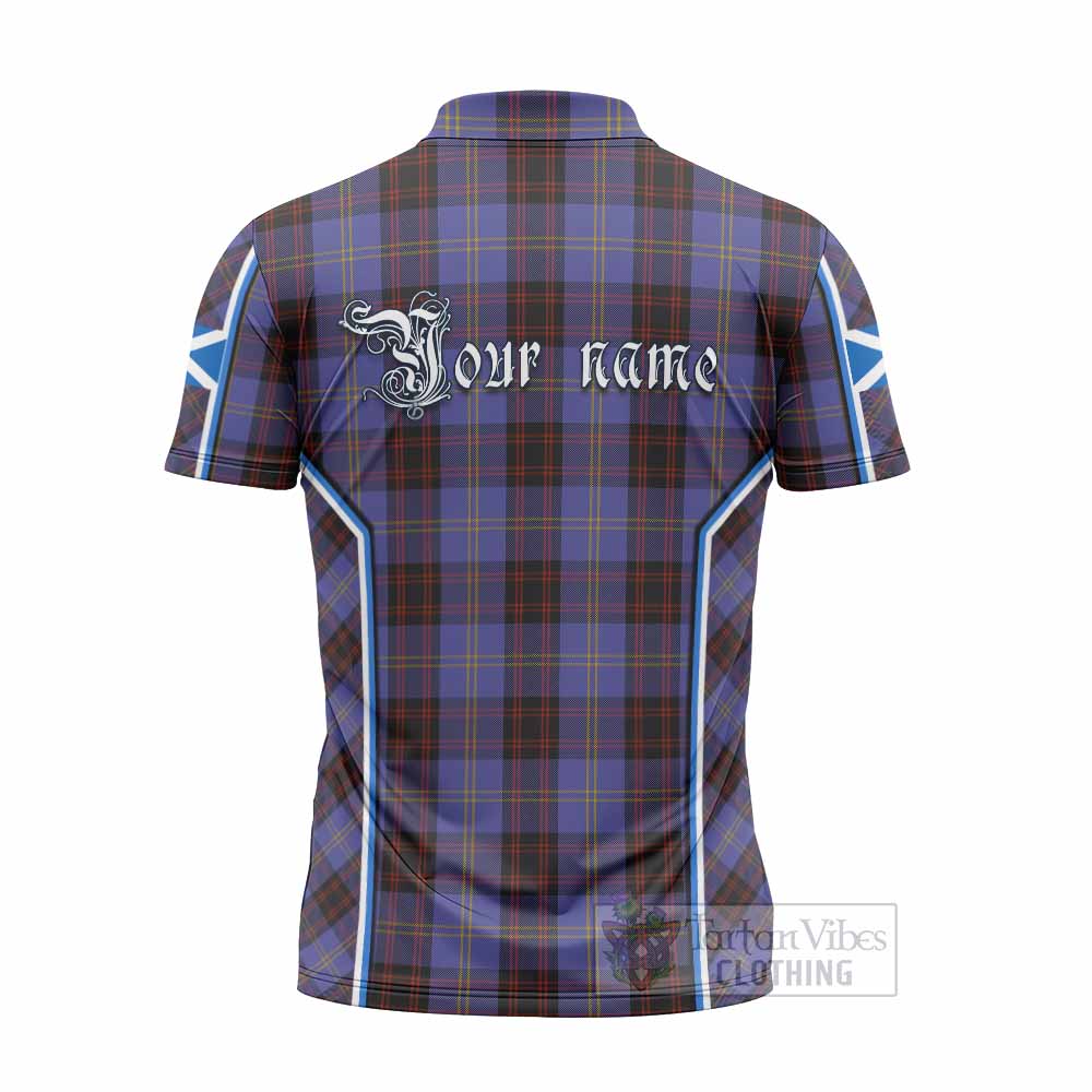 Rutherford Tartan Crest Zipper Polo Shirt Scotland Coat of Arm Flag Style - Tartan Vibes Clothing