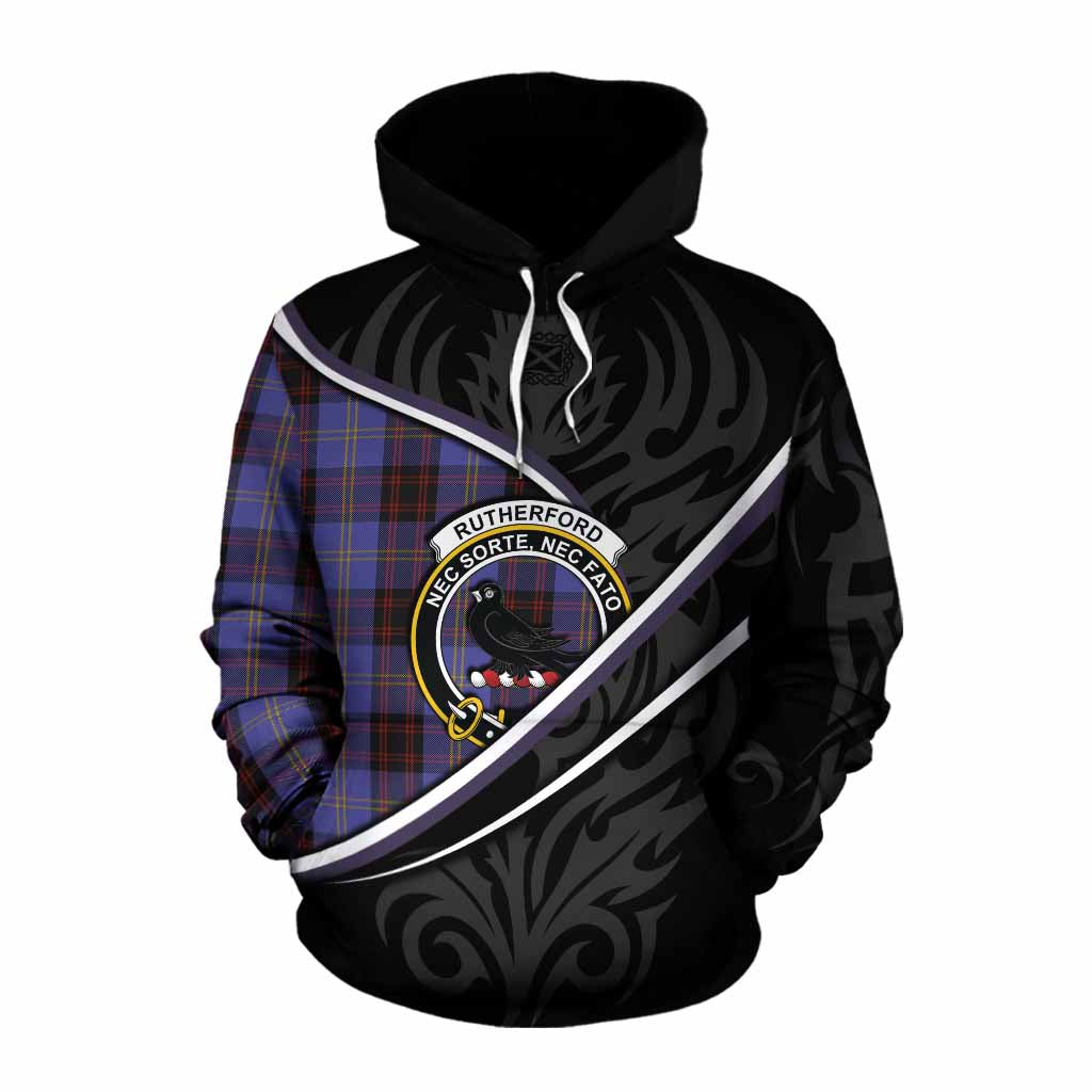 Rutherford Tartan Family Crest Cotton Hoodie Celtic Scottish Thistle Floral - Tartan Vibes Clothing
