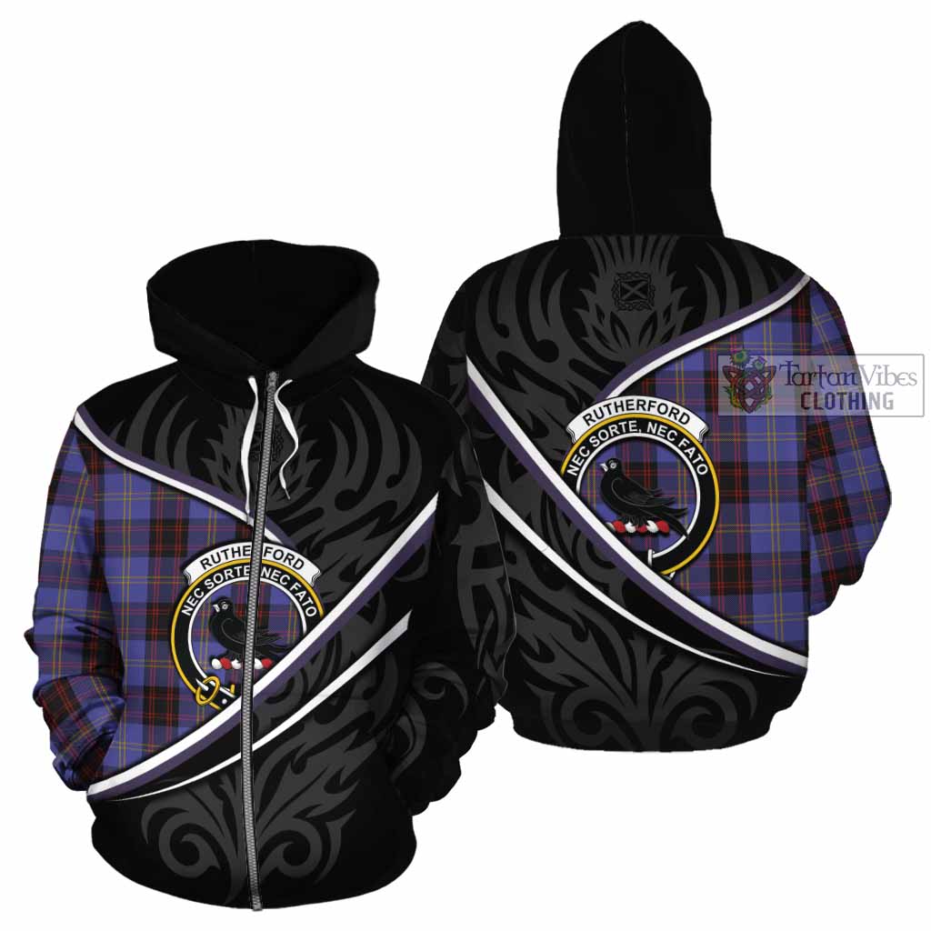 Rutherford Tartan Family Crest Cotton Hoodie Celtic Scottish Thistle Floral - Tartan Vibes Clothing