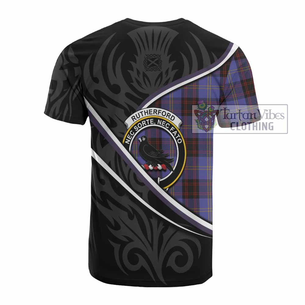 Rutherford Tartan Family Crest Cotton T-shirt Celtic Scottish Thistle Floral - Tartan Vibes Clothing