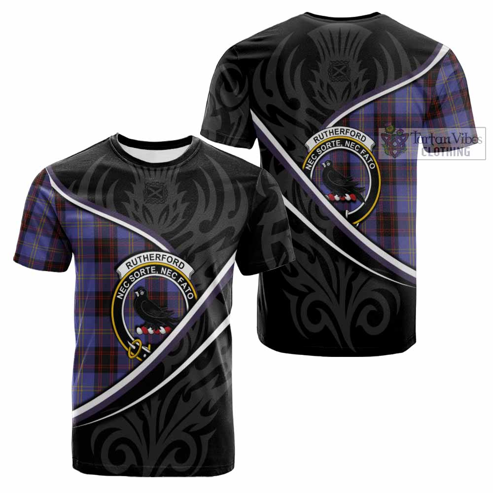 Rutherford Tartan Family Crest Cotton T-shirt Celtic Scottish Thistle Floral - Tartan Vibes Clothing