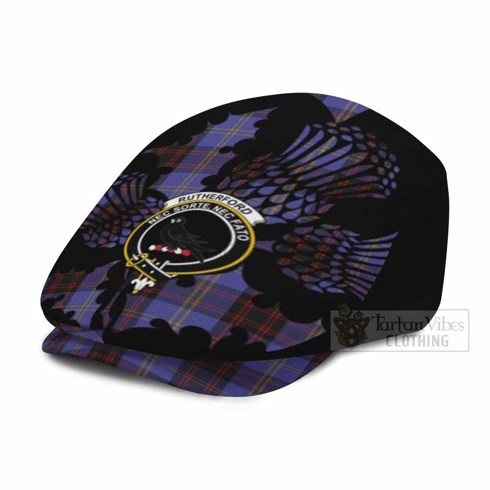 Rutherford Tartan Family Crest Flat Cap, Jeff Cap Scotland Thistle Floral