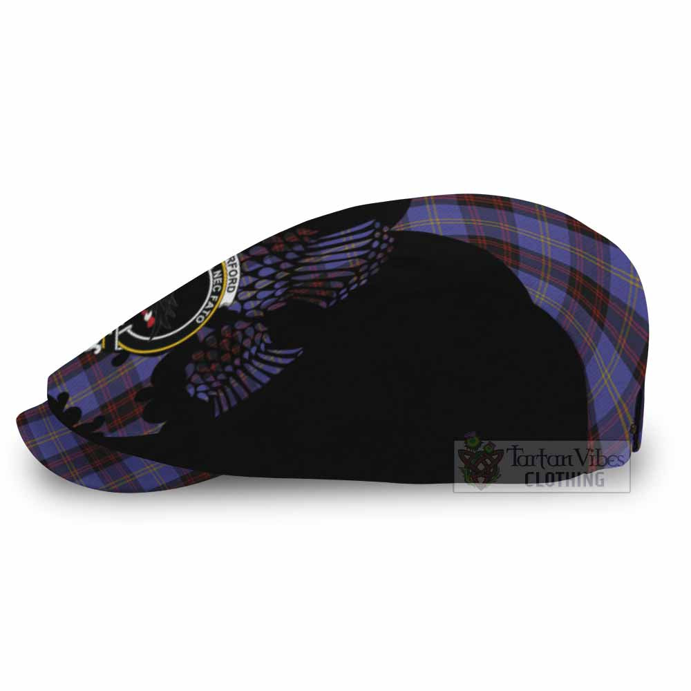 Rutherford Tartan Family Crest Flat Cap, Jeff Cap Scotland Thistle Floral
