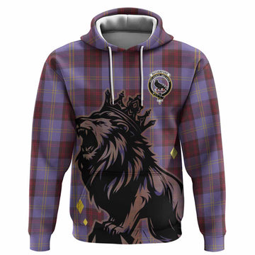 Rutherford Tartan Family Crest Hoodie Crowned Lion Roaring