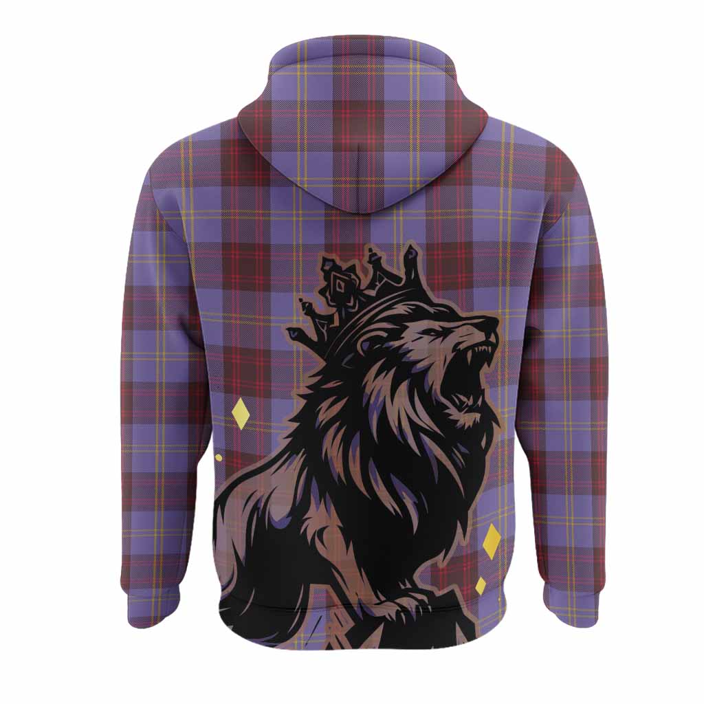 Rutherford Tartan Family Crest Hoodie Crowned Lion Roaring