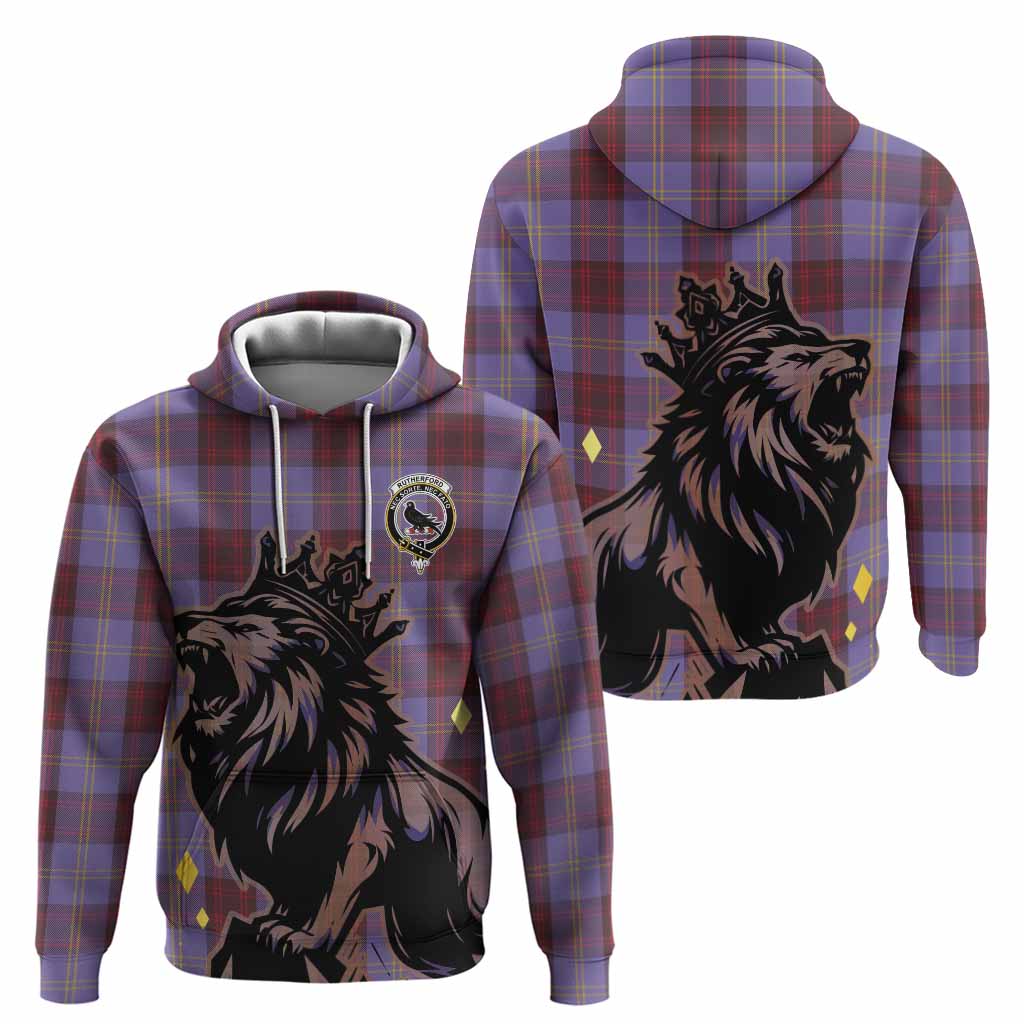 Rutherford Tartan Family Crest Hoodie Crowned Lion Roaring