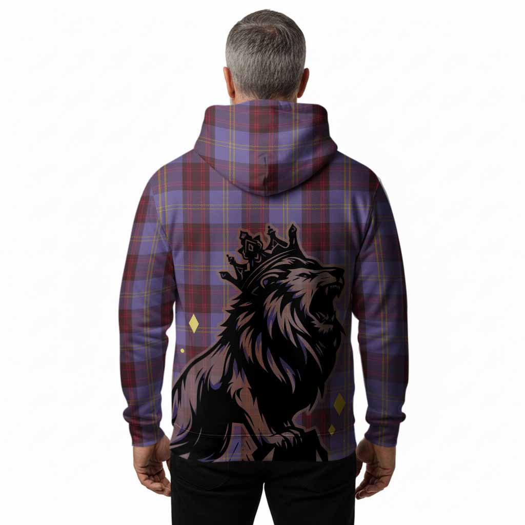 Rutherford Tartan Family Crest Hoodie Crowned Lion Roaring