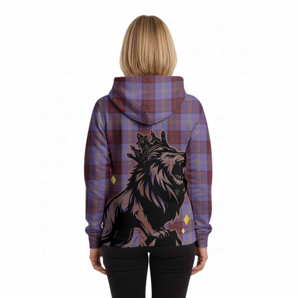 Rutherford Tartan Family Crest Hoodie Crowned Lion Roaring