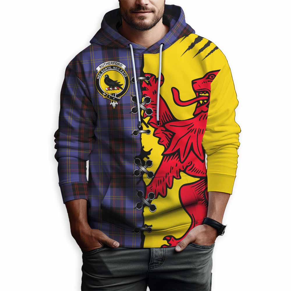Rutherford Tartan Family Crest Hoodie Lion Rampant Honor - Tartan Vibes Clothing