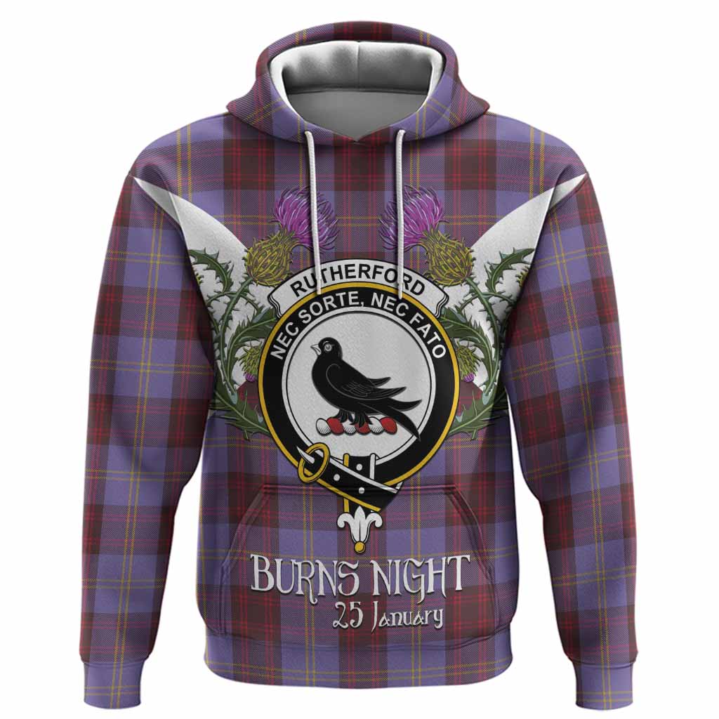 Rutherford Tartan Family Crest Hoodie Scottish Burns Night Thistle Floral