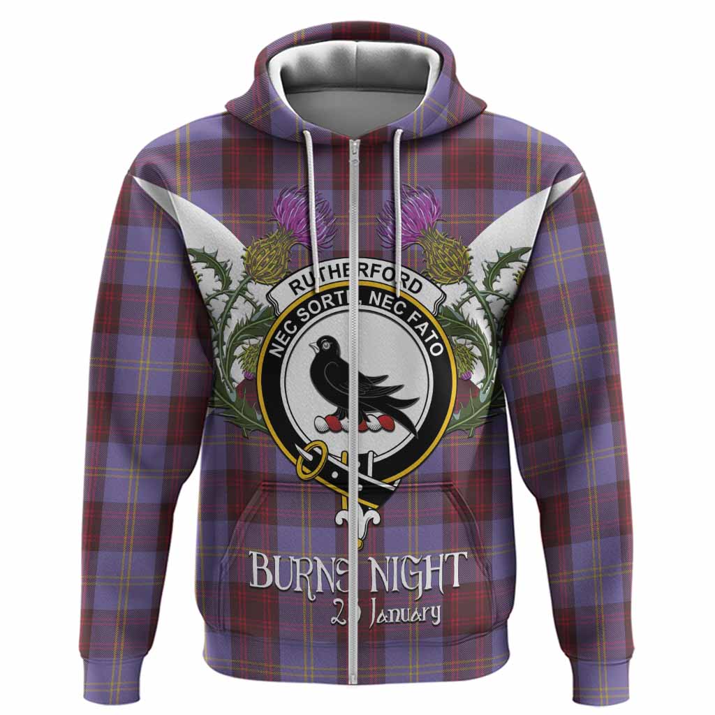 Rutherford Tartan Family Crest Hoodie Scottish Burns Night Thistle Floral