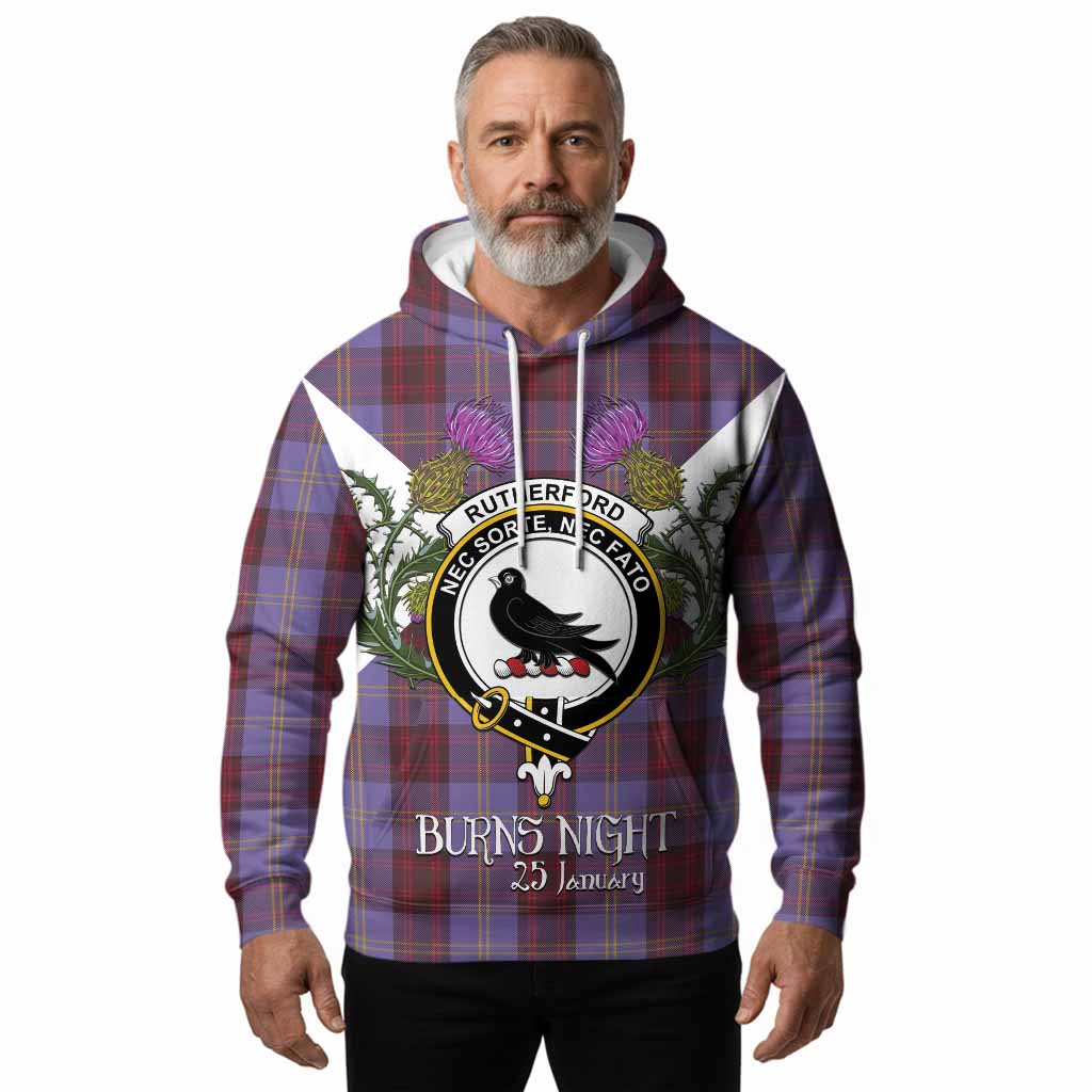 Rutherford Tartan Family Crest Hoodie Scottish Burns Night Thistle Floral