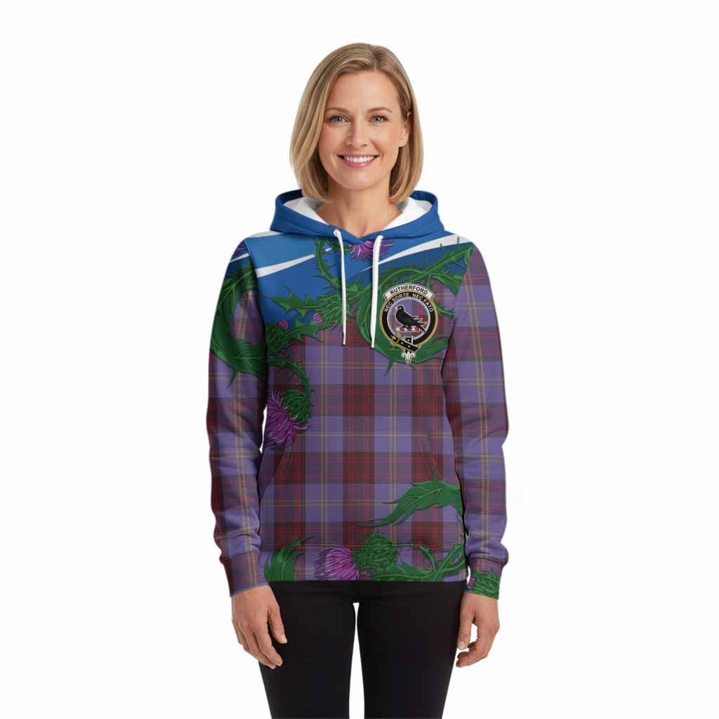 Rutherford Tartan Family Crest Hoodie Thistle in Minimalism