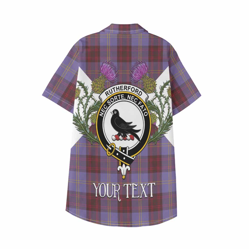Rutherford Tartan Family Crest Kid Hawaiian Shirt Scottish Burns Night Thistle Floral