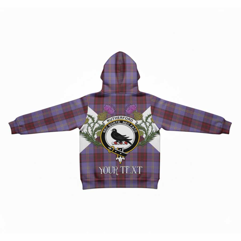 Rutherford Tartan Family Crest Kid Hoodie Scottish Burns Night Thistle Floral