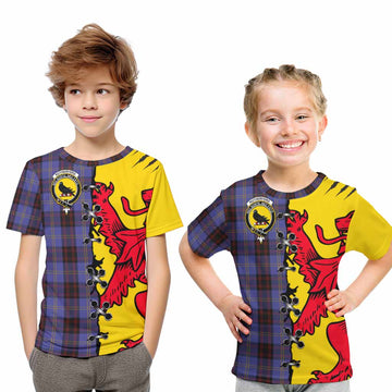Rutherford Tartan Family Crest Kid T-shirt Lion Rampant Honor - Tartan Vibes Clothing