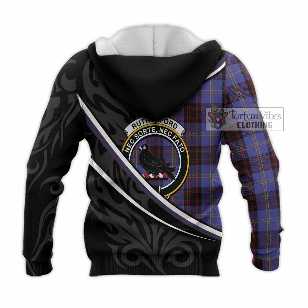 Rutherford Tartan Family Crest Knitted Hoodie Celtic Scottish Thistle Floral - Tartan Vibes Clothing