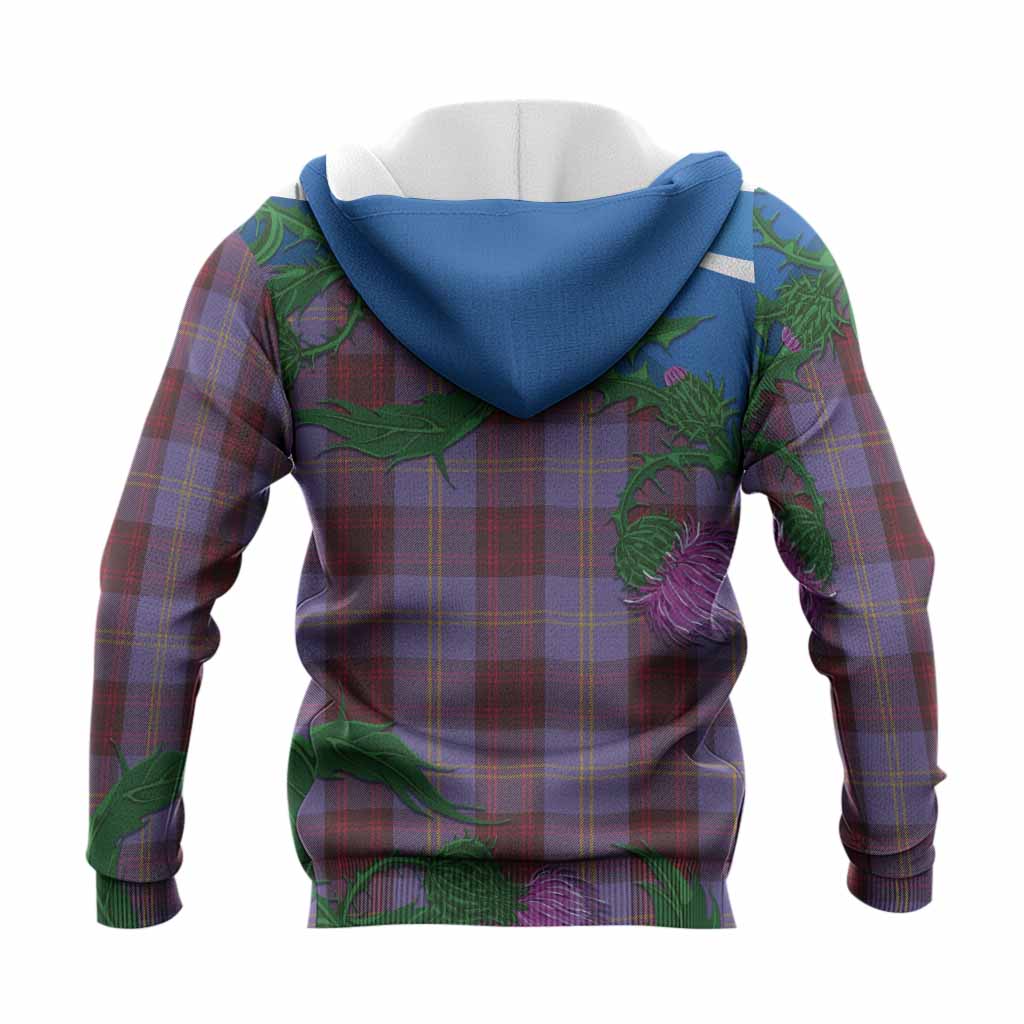 Rutherford Tartan Family Crest Knitted Hoodie Thistle in Minimalism