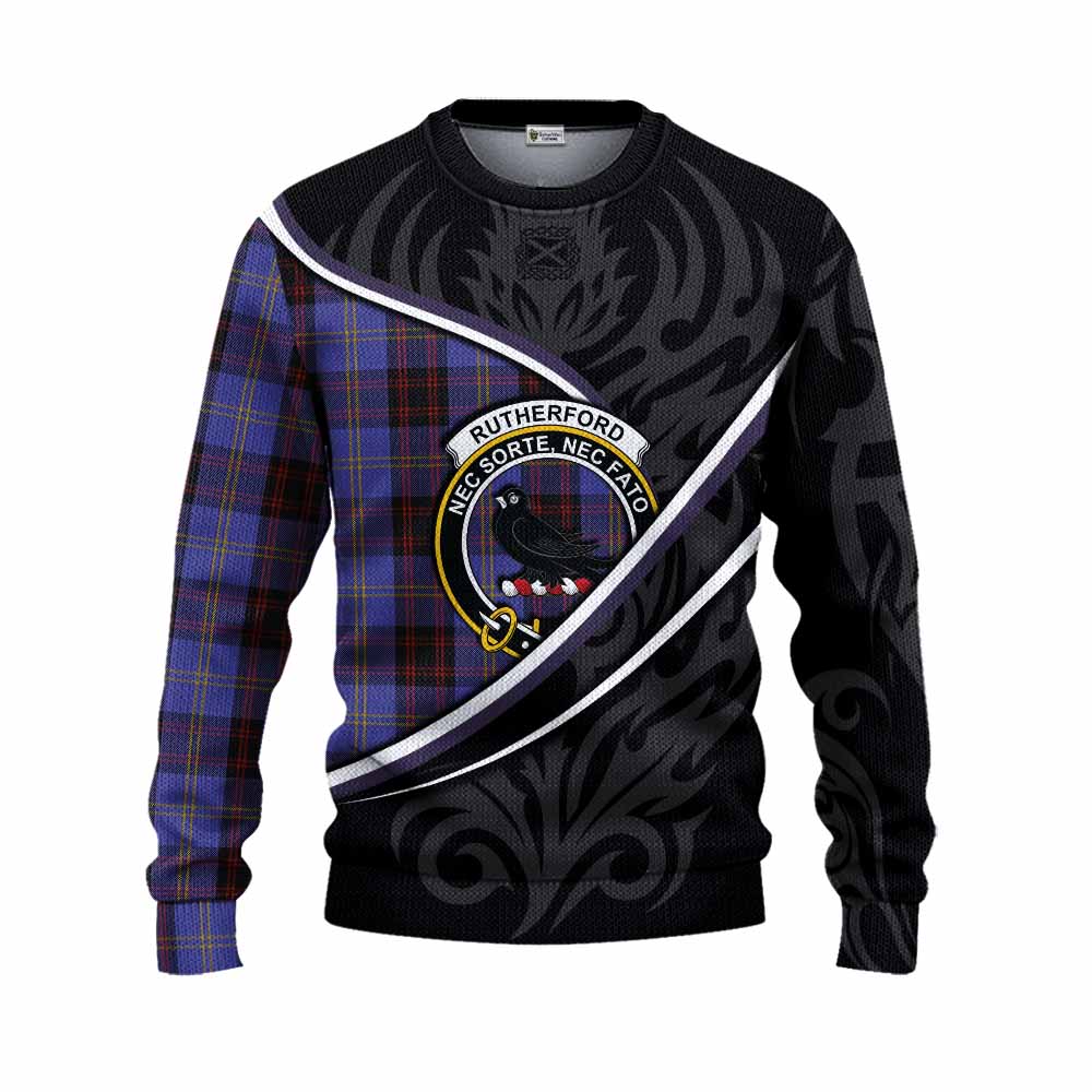 Rutherford Tartan Family Crest Knitted Sweater Celtic Scottish Thistle Floral - Tartan Vibes Clothing