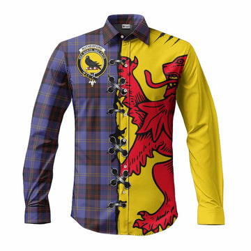 Rutherford Tartan Family Crest Long Sleeve Button Shirts Lion Rampant Honor