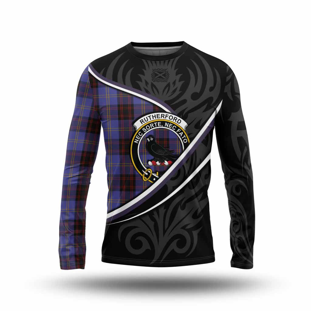 Rutherford Tartan Family Crest Long Sleeve T-Shirt Celtic Scottish Thistle Floral - Tartan Vibes Clothing