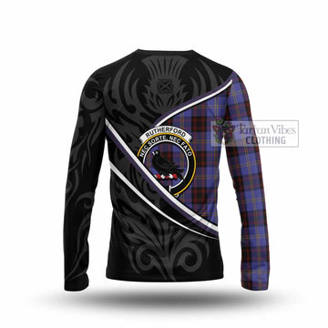 Rutherford Tartan Family Crest Long Sleeve T-Shirt Celtic Scottish Thistle Floral - Tartan Vibes Clothing